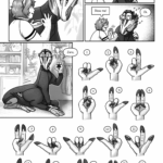 Gillie: (ASL) Talita! How do you normally count on your hands? Talita puts a hand on her chin and looks away, frowning. Talita: Um… it’s not like ASL. Gillie signs at her forcefully, making Talita turn back with a start. Gillie: (ASL) Show me! Talita: Ok. Talita sits down more comfortably on her rear four legs and holds up a hand. She begins to count with a closed fist, her thumbs postioned outside her curled fingers. Talita: Zero, She first opens her right thumb, leaving the other digits curled. Talita: 1 She next closes her right thumb and extends her right finger, beginning a binary series where curled digits represent zeros, and extended digits represent ones. The current position of her four-digit hand can be represented as such: 0010 Talita: 2 Hand position: 0011 Talita: 3 Hand position: 0100 Talita: 4 Hand position: 0101 Talita: 5 Hand position: 0110 Talita: 6 Hand position: 0111 Talita: 7 Hand position: 1000 Talita: 8 Hand position: 1001 Talita: 9 Hand position: 1010 Talita: 10 Hand position: 1011 Talita: 11 Hand position: 1100 Talita: 12 Hand position: 1101 Talita: 13 Hand position: 1110 Talita: 14 Hand position: 1111 Talita: 15 On the last hand position, Talita repeats the closed fist, but this time with the thumbs inside the curled fingers. Talita: 16.