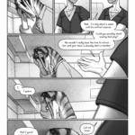 Talita: I don't think me being his boss is working out. Could you transfer him to internal mechanics? Mel puts a hand on their hip and thinks, expression doubtful. Mel: Well… it’s only about a week until his contract expires. Could you possibly stand waiting that long? We wouldn’t really have the time to retrain him, and your team is already short a member. Talita leans her face against a hand and looks away, dread and exhaustion closing in on her like the ceiling pressing against the back of her head. Talita: I… I guess. Mel: And if you'd rather I have a chat with him, let me know! The connecting tail of their speech bubble passes over Talita's face, as oblivious to her distress as Mel.