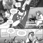 Talita, Idrisah, and Gillie are in the yard space behind Talita's house. Gillie is sitting on a work table next to Talita's tablet, which has Bip's avatar on the screen, and is positioned on a motorized rotating platform with a webcam on a stick. Talita, glum and exhausted, is working on attaching a more articulated hand to one of the front loaders, mane feathers still damp from a shower with a towel around her neck. Idrisah stands behind her near Gillie and gesticulates angrily. Idrisah: Mel wouldn't even transfer him!? Talita: No, they only want to talk to him. Idrisah: But he assaulted you!! Talita: I mean, he didn't actually hurt me… Idrisah: That's not an excuse! He needs to be removed from your team, NOW! Talita: He'll be gone in a week, it's not worth the trouble for Mel to move him.